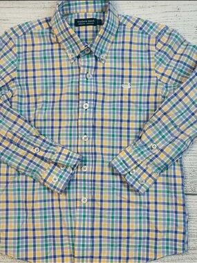 Southern Marsh Boys' Yellow, Blue & Green Plaid Button-Down Shirt